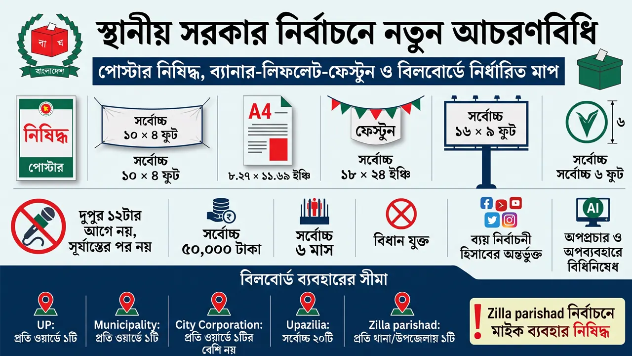 স্থানীয় নির্বাচনে পোস্টার-মিছিল নিষিদ্ধ, এআই অপপ্রচারেও কড়াকড়ি